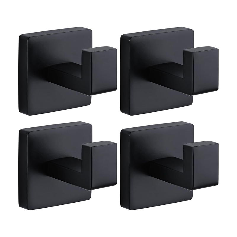 Robe Hook Adhesive - Matte Black Towel Hook Stainless Steel