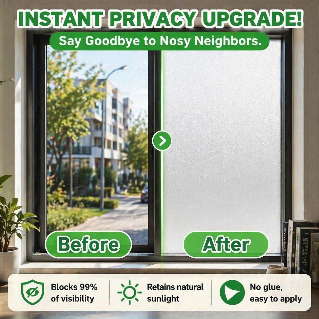 Home Bathroom Glass - Frosted Privacy Window Film Translucent Self