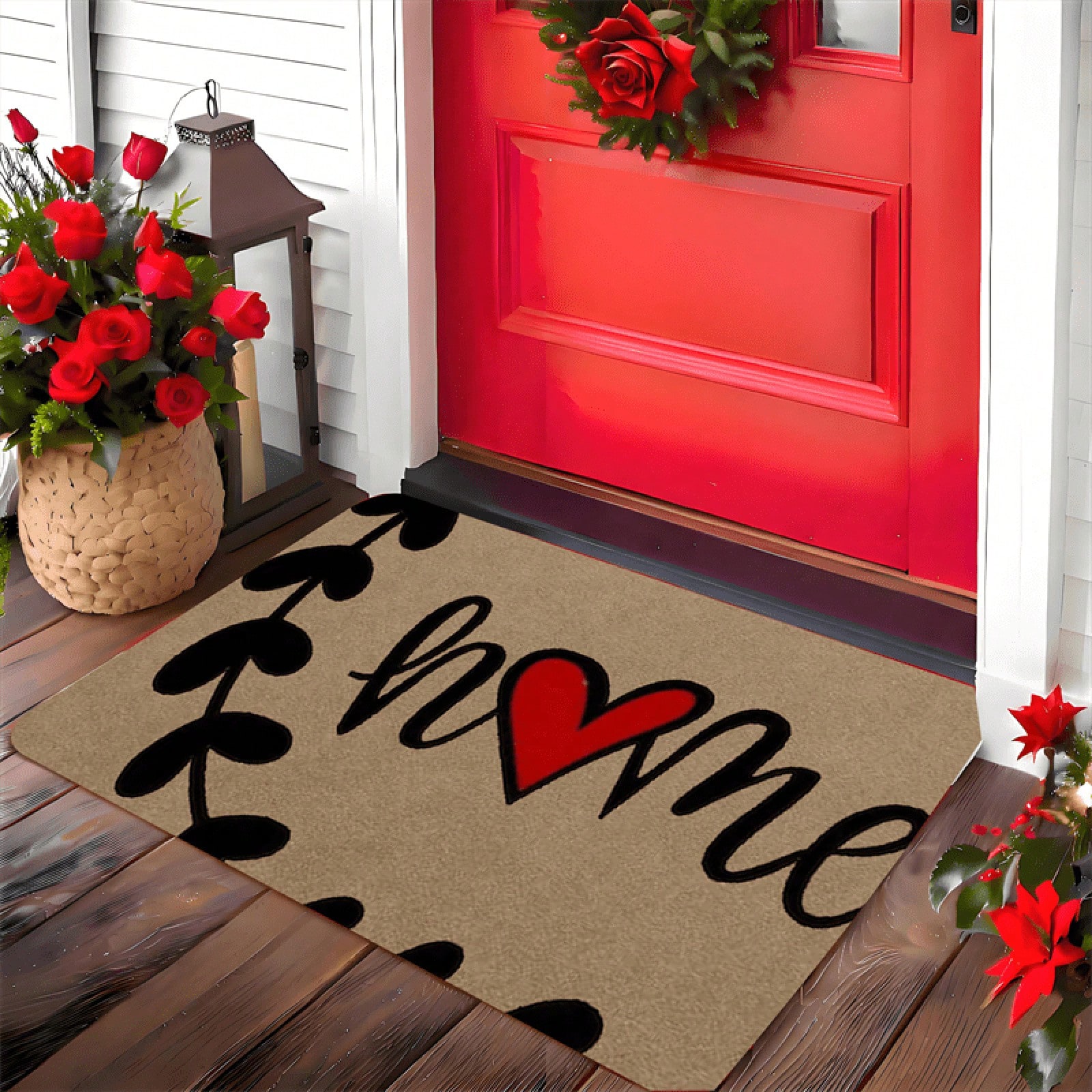 Home Bathroom Ideas - 1pc Valentine's Day Heart Home Doormat,