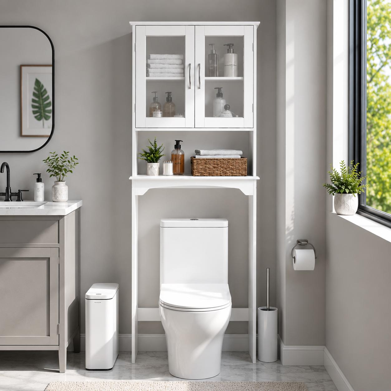 Home Essentials Bathroom Cabinet - Modern Over The Toilet Storage Cabinet