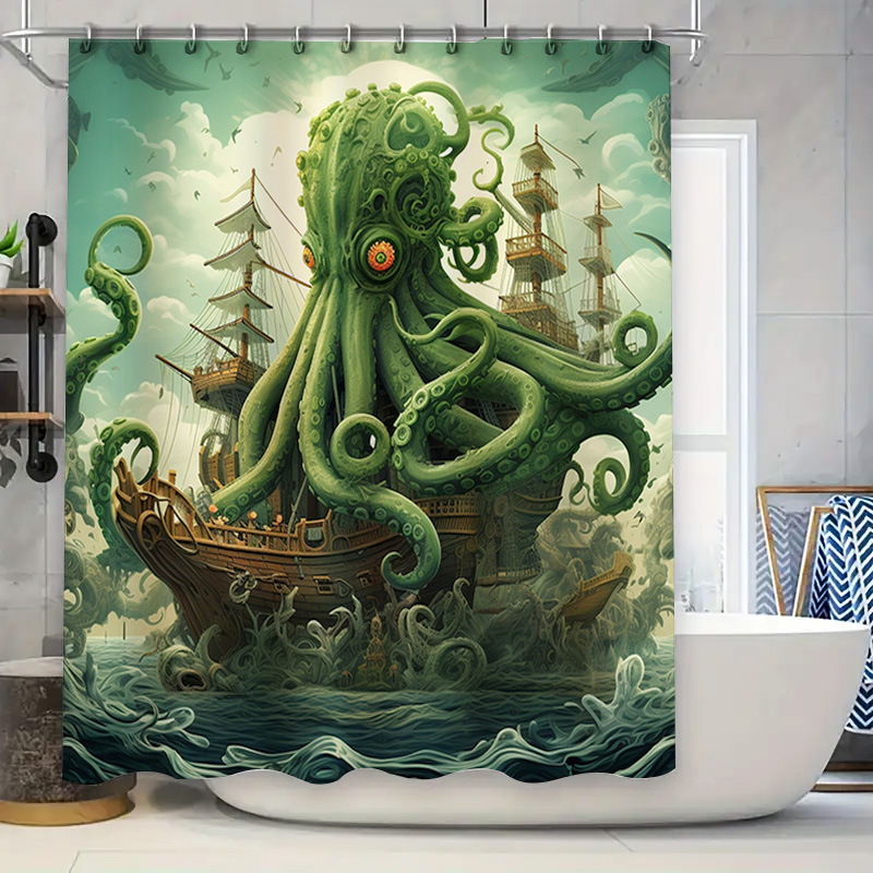 Home Bathroom Ideas - Octopus Ship Shower Curtain Surreal Marine