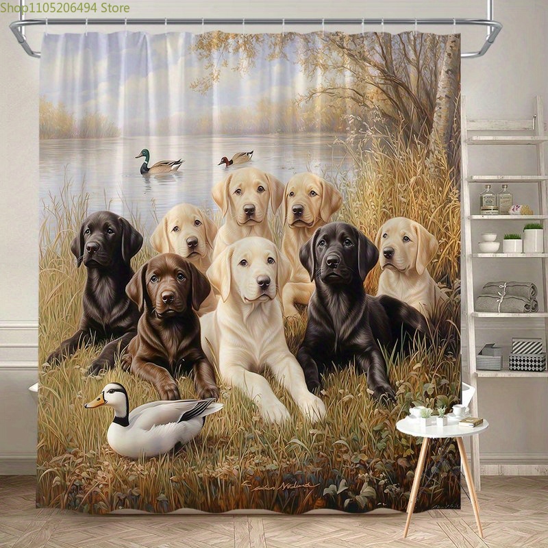 Home Bathroom Ideas - Labrador Dog Family Shower Curtain, Cute