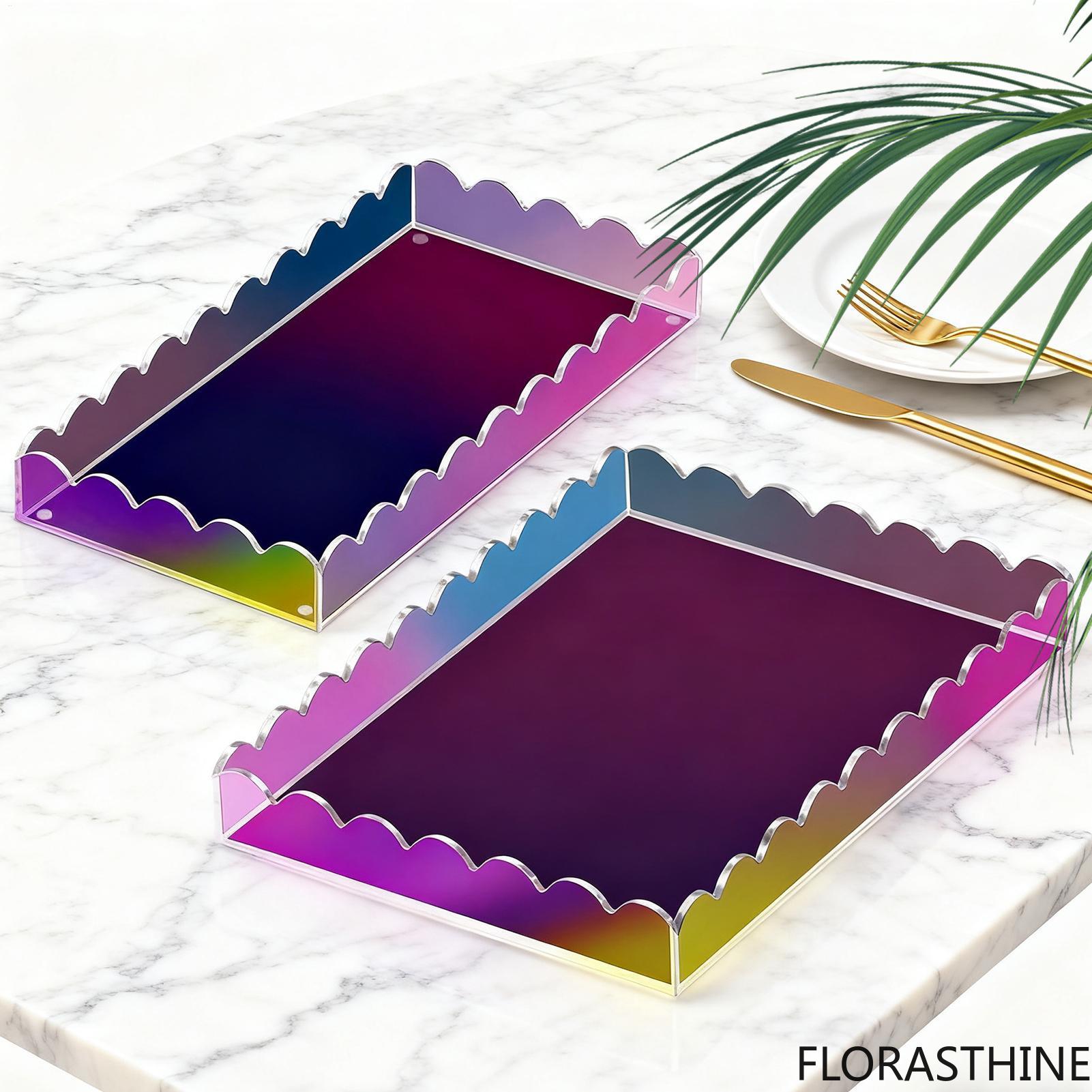 Home Living Bathroom Vanity - 2 Pieces Acrylic Tray Scalloped Storage