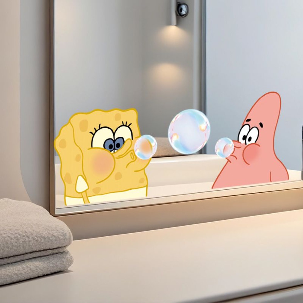 Home Goods Bathroom - SpongeBob Bathroom Mirror Decals – Self-Adhesive