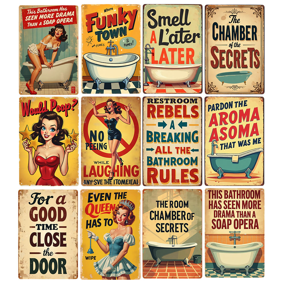 Funny Bathroom Rules Vintage M - đánh giá và giá Home Bathroom Ideas