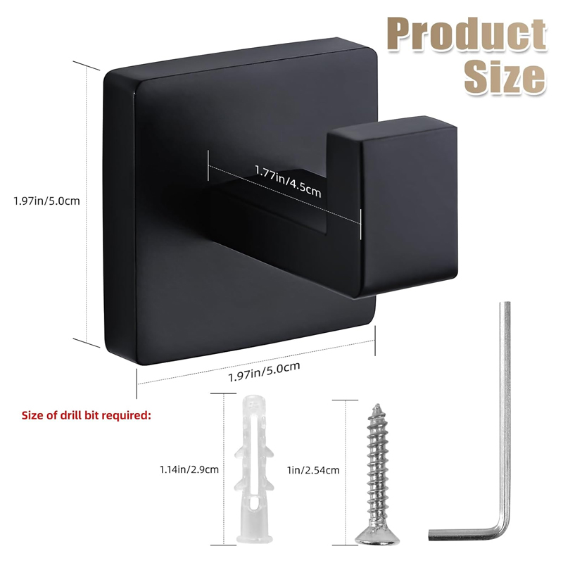 Matte Black Towel Hook Stainle - đánh giá và giá Robe Hook Adhesive