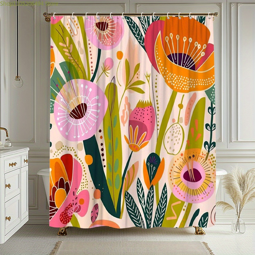 Vibrant Floral Pattern Shower  - đánh giá và giá Home Bathroom Ideas