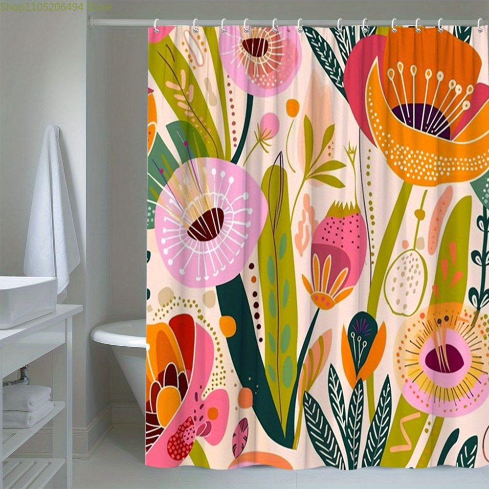 Vibrant Floral Pattern Shower  - đánh giá và giá Home Bathroom Ideas