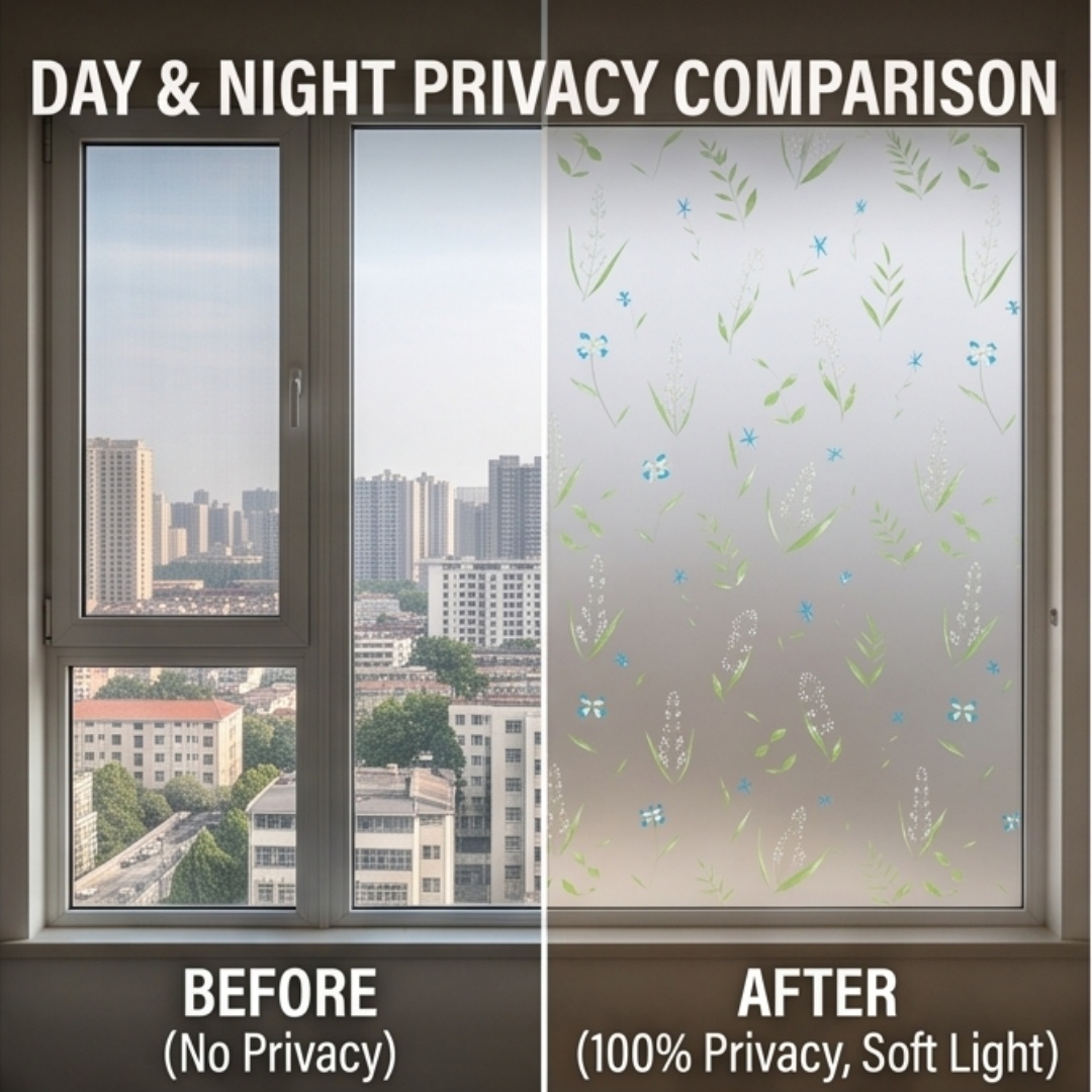 Self Adhesive Fresh Floral Lea - đánh giá và giá Home Bathroom Glass