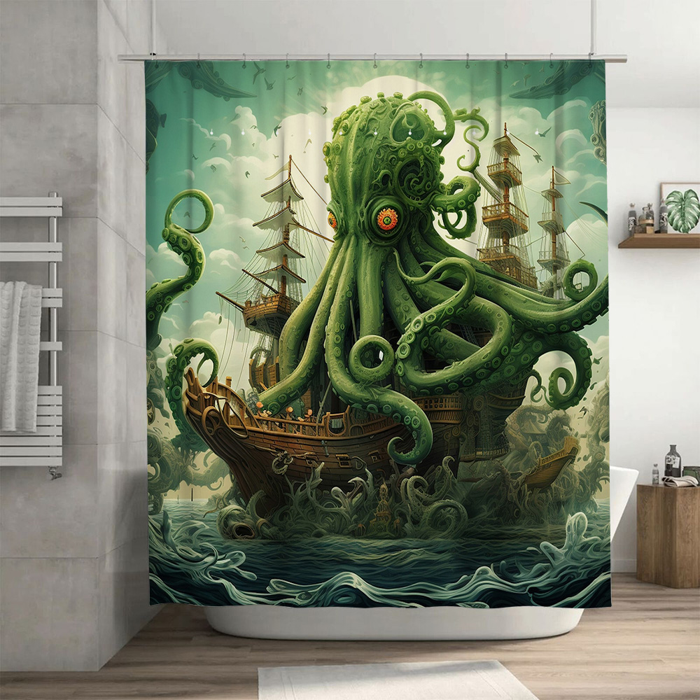 Octopus Ship Shower Curtain Su - đánh giá và giá Home Bathroom Ideas