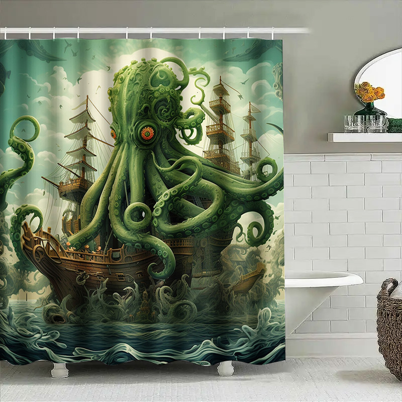 Octopus Ship Shower Curtain Su - đánh giá và giá Home Bathroom Ideas