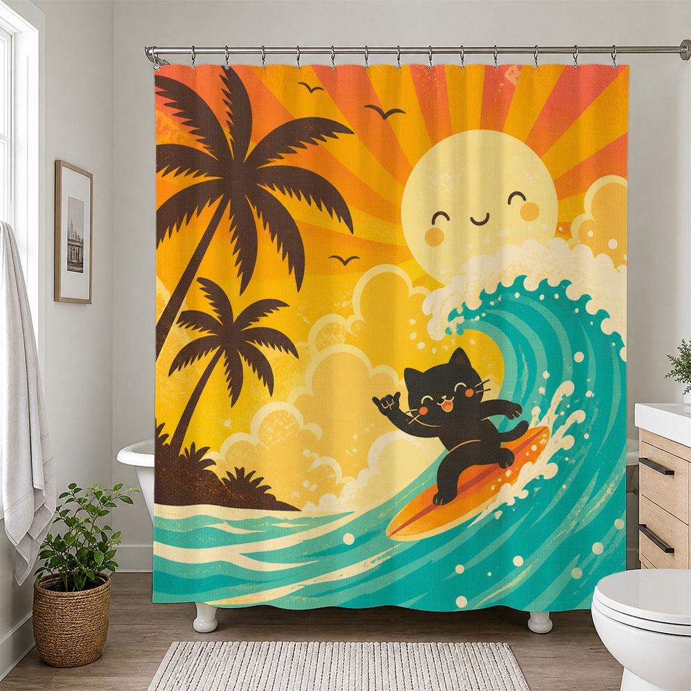 Cute Cat Tropical Sunset Showe - đánh giá và giá Home Bathroom Ideas