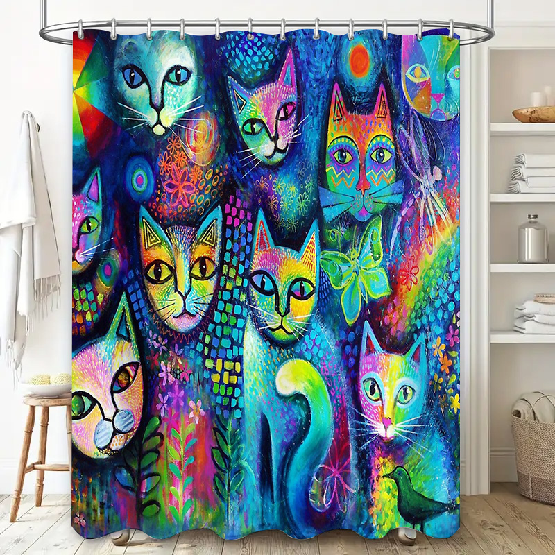 Cat Shower Curtain Artistic An - đánh giá và giá Home Bathroom Ideas