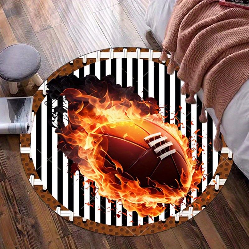 Flaming Football Round Rug for - đánh giá và giá Home Bathroom Ideas
