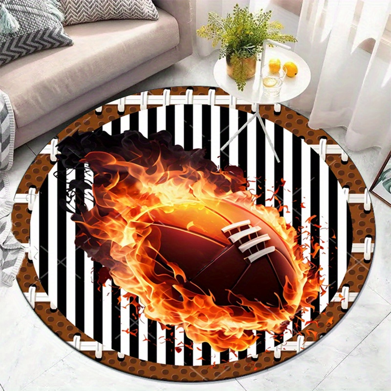 Flaming Football Round Rug for - đánh giá và giá Home Bathroom Ideas
