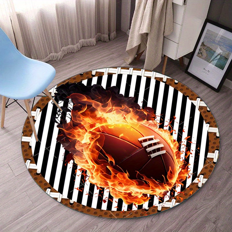 Flaming Football Round Rug for - đánh giá và giá Home Bathroom Ideas