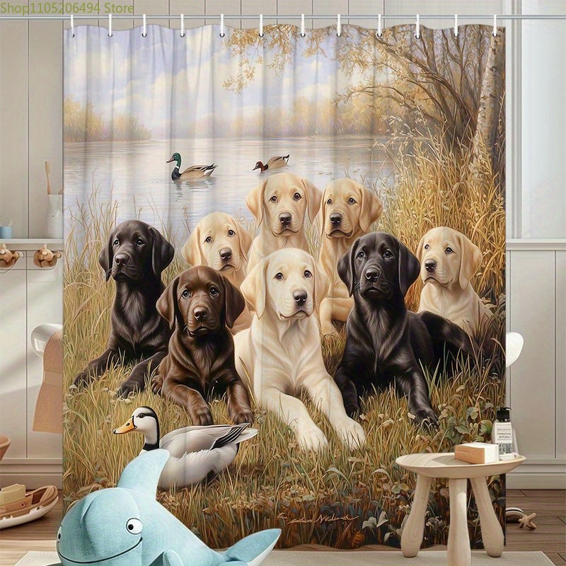 Labrador Dog Family Shower Cur - đánh giá và giá Home Bathroom Ideas