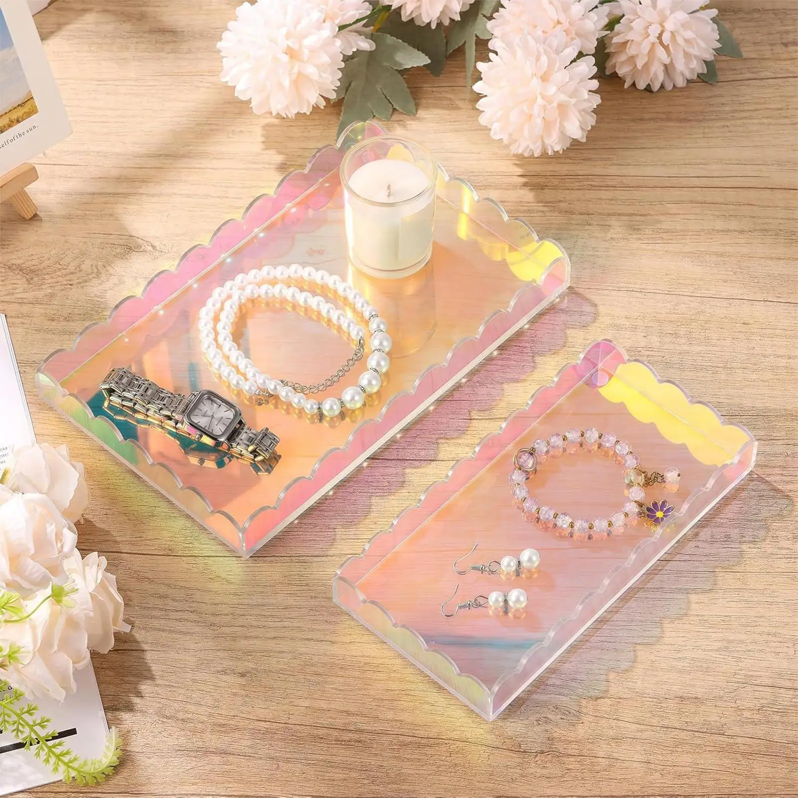 2 Pieces Acrylic Tray Scallope - đánh giá và giá Home Living Bathroom Vanity