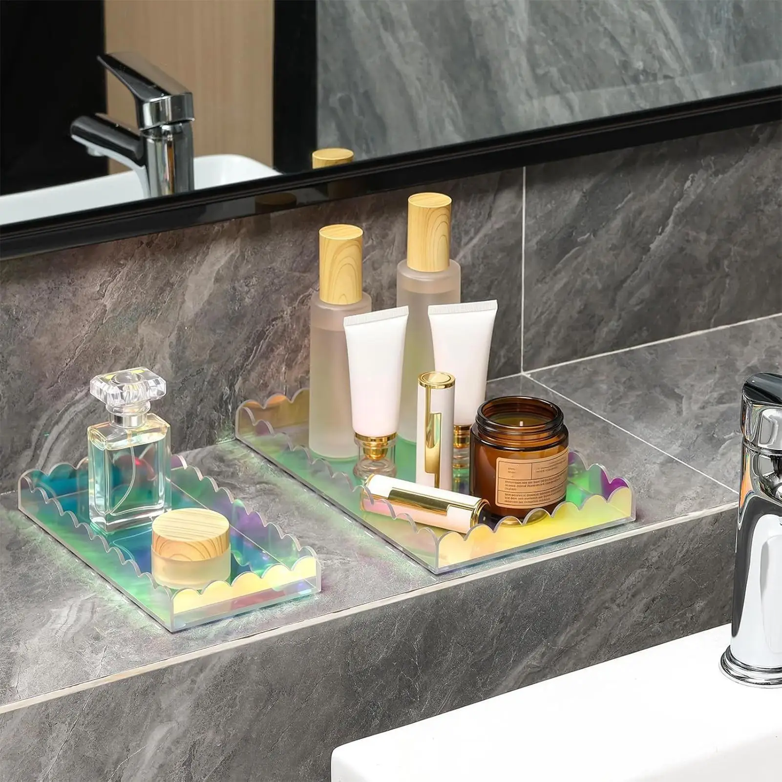 2 Pieces Acrylic Tray Scallope - đánh giá và giá Home Living Bathroom Vanity