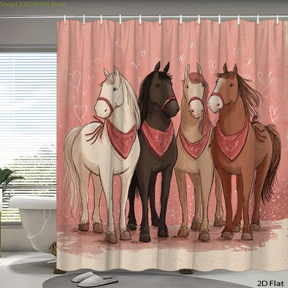Cute Horses Shower Curtain, Ca - đánh giá và giá Home Bathroom Ideas