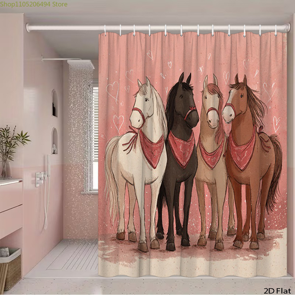 Cute Horses Shower Curtain, Ca - đánh giá và giá Home Bathroom Ideas